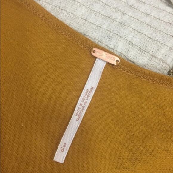 NWT Free People Bittersweet Mustard Linen Cold Shoulder Boho Top Small - Picture 6 of 6